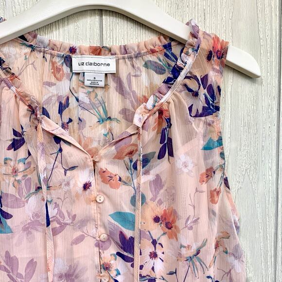 Liz Claiborne Pink Floral Sleeveless Top Small NWT - Picture 2 of 4
